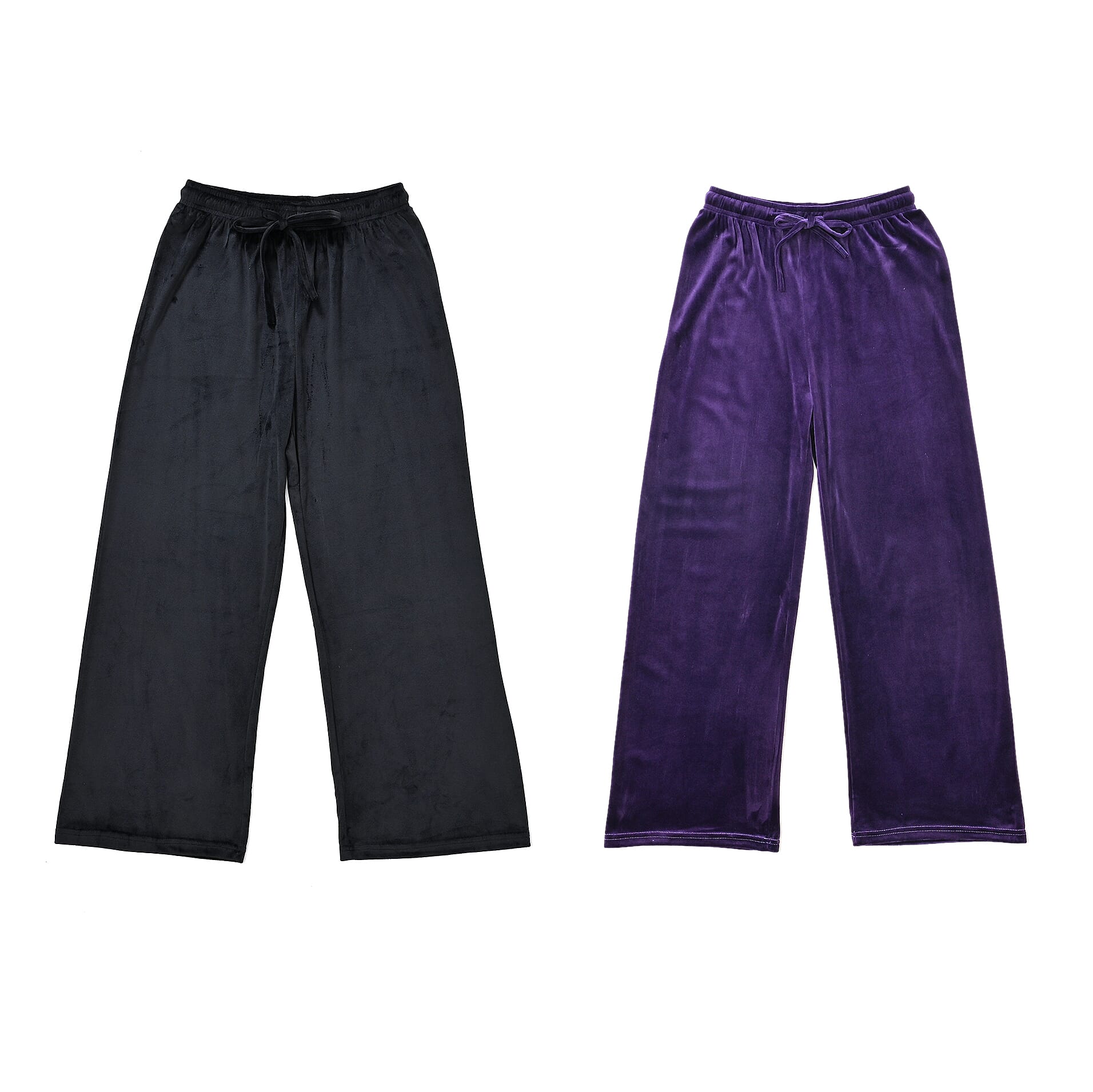 Set of 2 Velvet Elastic Waist Pajama Pants - One Size Fits up to S-L
