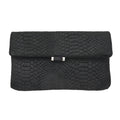 Black Python Embossed Leather Foldover Convertible Belt Bag (11"x6") - Sticky add to cart bar