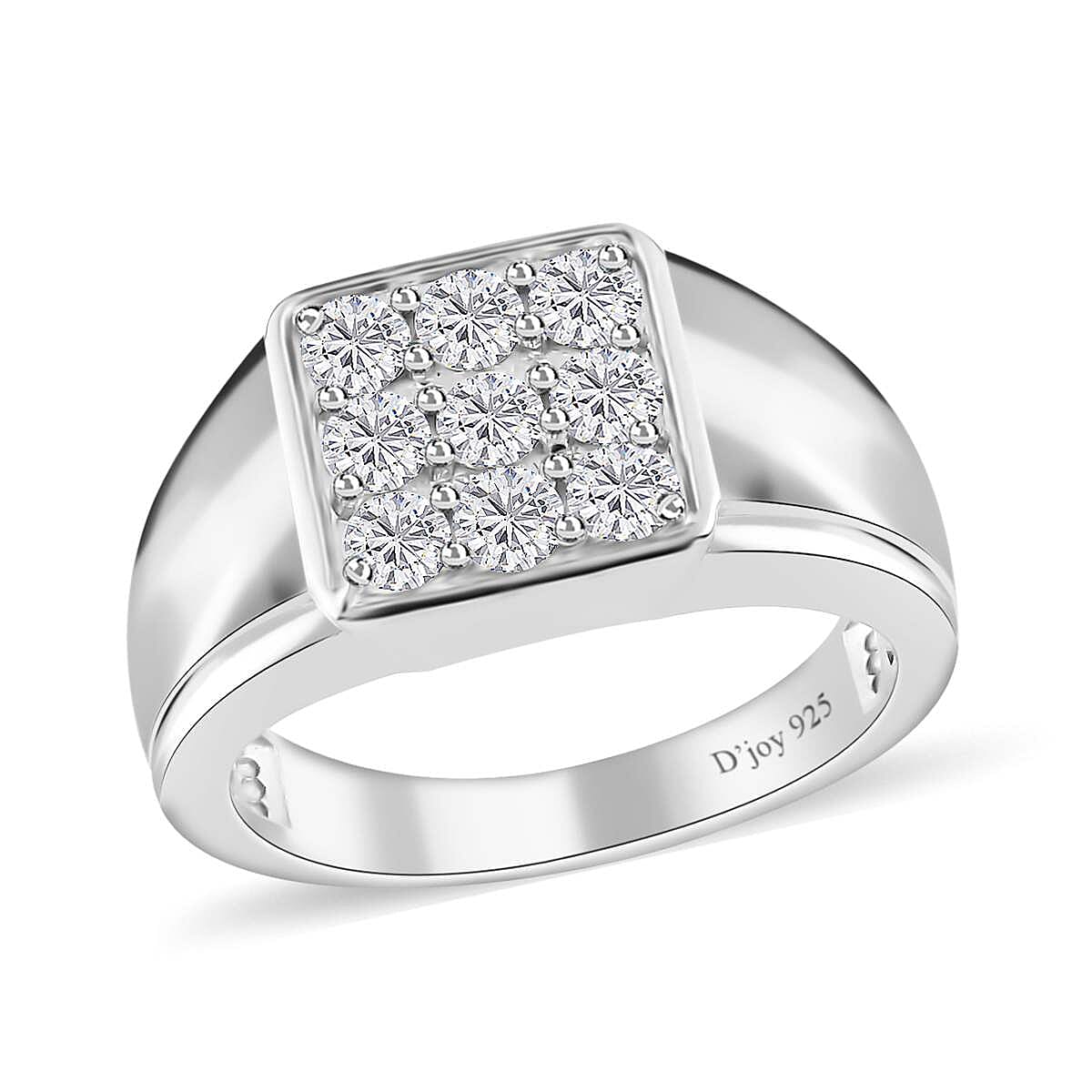 One Time Only Moissanite Men's Ring in Platinum Over Sterling Silver (Size 10.0) 0.95 ctw