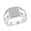 One Time Only Moissanite Men's Ring in Platinum Over Sterling Silver (Size 10.0) 0.95 ctw - Sticky add to cart bar