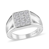 One Time Only Moissanite Men's Ring in Platinum Over Sterling Silver (Size 10.0) 0.95 ctw