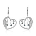 GP Celestial Dream Collection Blue and White Diamond Heart Earrings in Platinum Over Sterling Silver 0.50 ctw - Sticky add to cart bar
