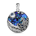 Bali Legacy Abalone Shell and Sky Blue Topaz Seahorse and Star Fish Pendant without Chain in Sterling Silver 0.60 ctw - Sticky add to cart bar