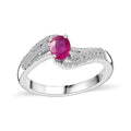 Montepuez Ruby, White Zircon Bypass Ring in Platinum Over Sterling Silver (Size 10.0) 0.65 ctw - Sticky add to cart bar