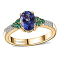 Luxoro 10K Yellow Gold AAA Tanzanite, Boyaca Colombian Emerald, Diamond (G-H, I2) Ring (Size 6.0) 2.00 ctw - Sticky add to cart bar