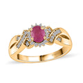 Montepuez Ruby and White Zircon Ring in Vermeil Yellow Gold Over Sterling Silver (Size 10.0) 0.60 ctw - Sticky add to cart bar