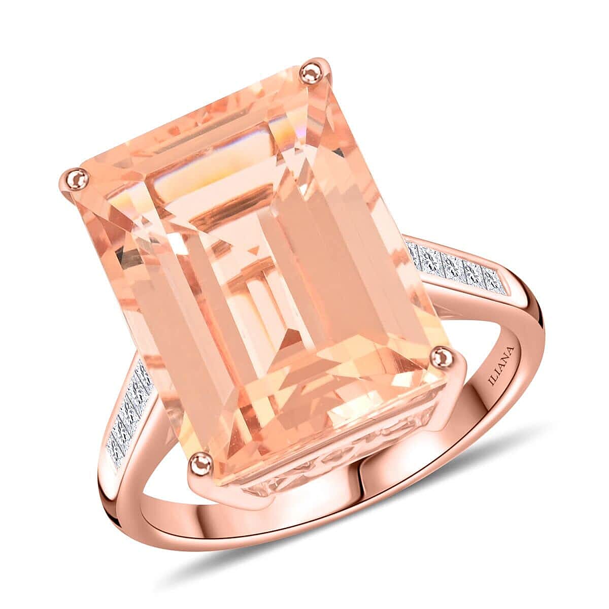 Certified & Appraised Iliana 18K Rose Gold AAA Marropino Morganite and SI Diamond Ring 5.10 Grams 12.55 ctw
