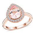 Certified & Appraised Luxoro 14K Rose Gold AAA Palmeiras Pink Morganite and I2 Diamond Halo Ring (Size 10.0) 2.20 ctw - Sticky add to cart bar