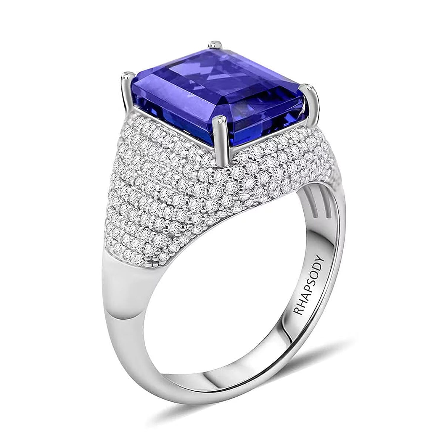 Certified & Appraised Rhapsody 950 Platinum AAAA Tanzanite and E-F VS Diamond Ring 9.15 Grams 6.75 ctw