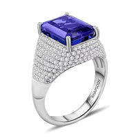 Certified & Appraised Rhapsody 950 Platinum AAAA Tanzanite and E-F VS Diamond Ring 9.15 Grams 6.75 ctw