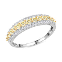 14K White Gold I2-I3 Natural Yellow and White Diamond Band Ring (Size 10.0) 0.75 ctw (Del. in 10-12 Days)