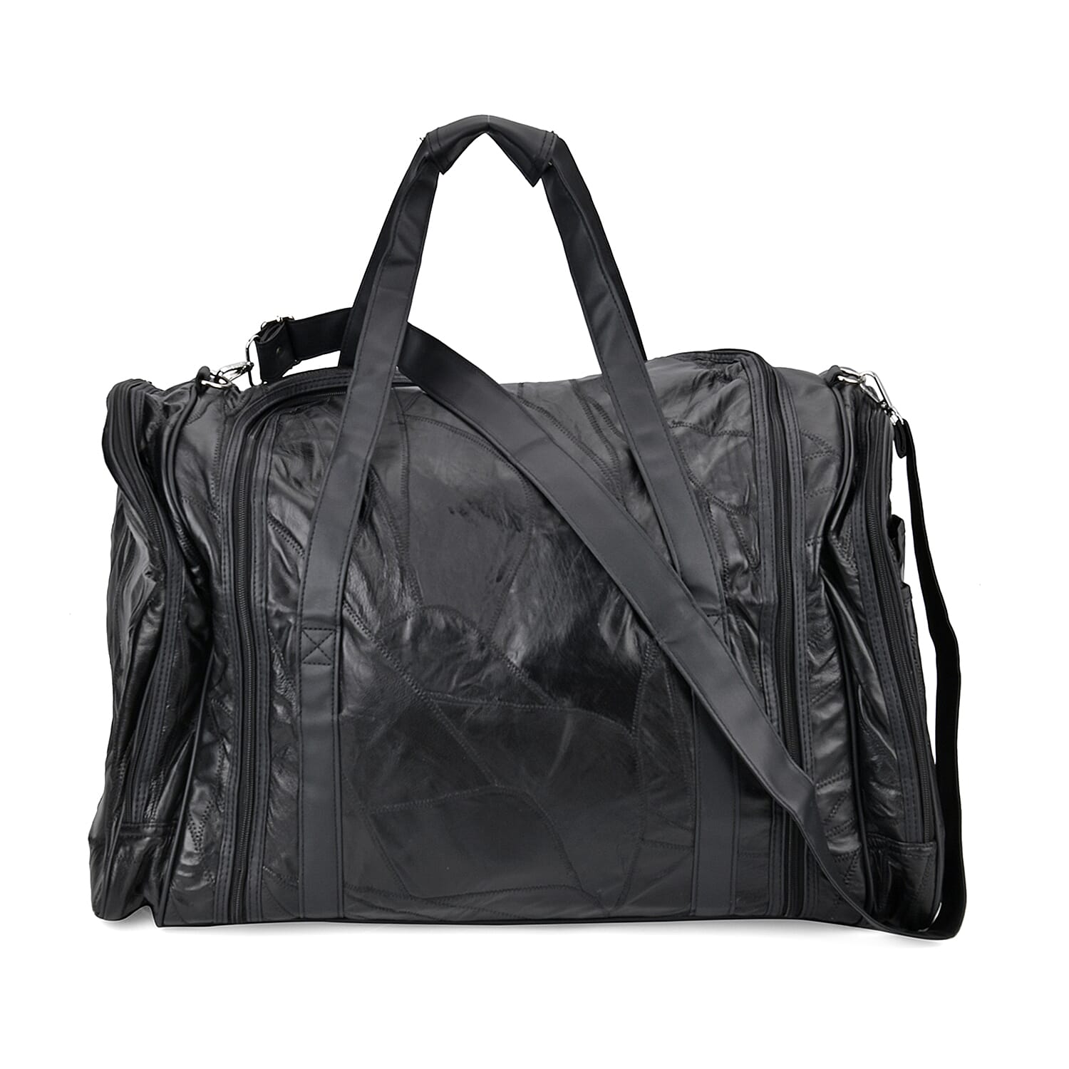TLV Sheepskin Leather Travel Bag with Shoulder Strap