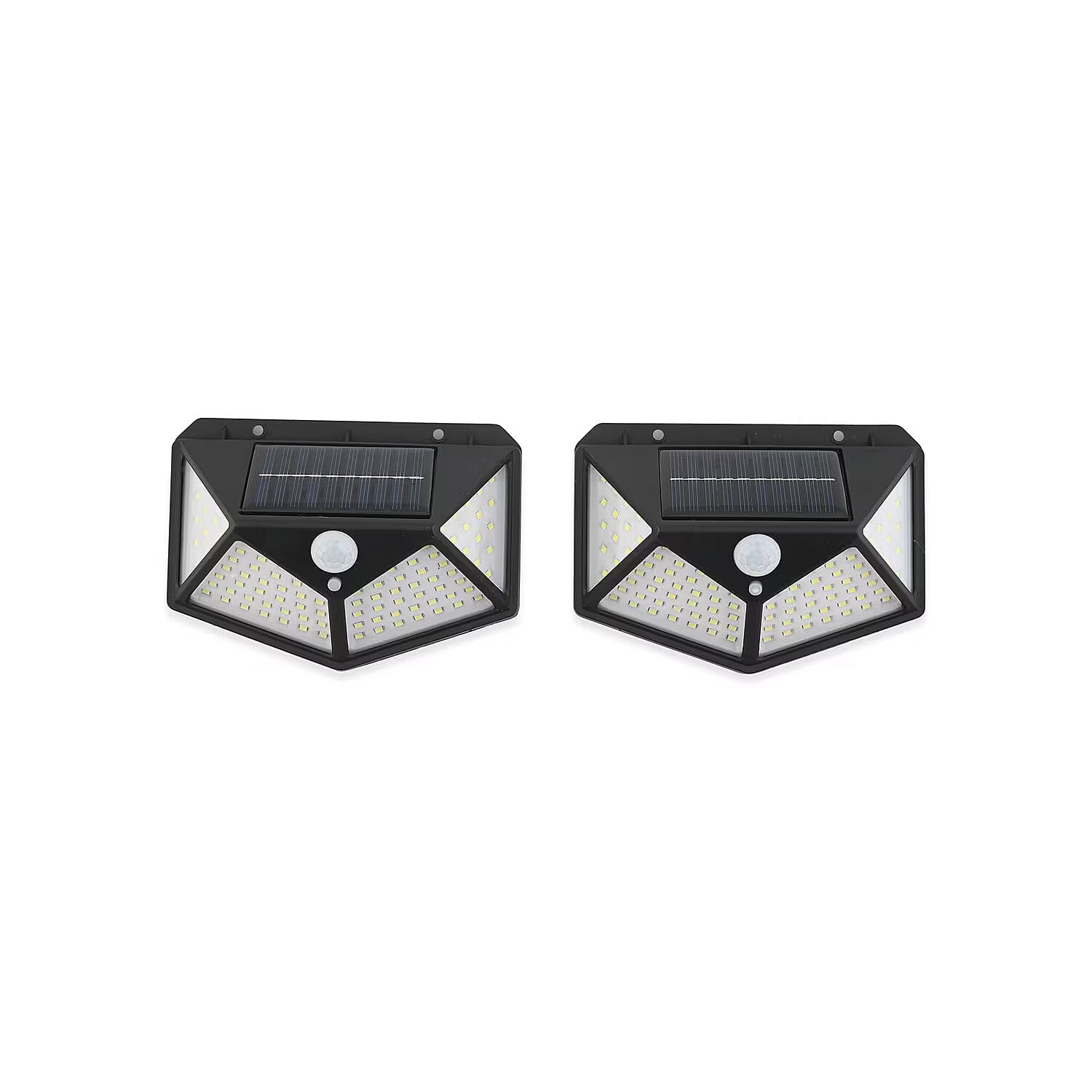 Set of 2 Black Solar Motion Sensor LED Wall Lamp