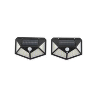 Set of 2 Black Solar Motion Sensor LED Wall Lamp
