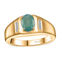 Premium Grandidierite and White Zircon Men's Ring in Vermeil Yellow Gold Over Sterling Silver 1.30 ctw - Sticky add to cart bar