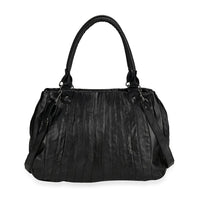 Black Sheepskin Leather Crossbody Bag (15.7"x3.95"x12") with Shoulder Strap