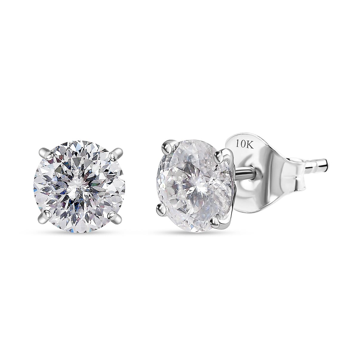 Luxoro 10K White Gold 120 Facets Moissanite Solitaire Earrings 2.00 ctw