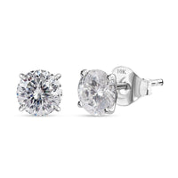 Luxoro 10K White Gold 120 Facets Moissanite Solitaire Earrings 2.00 ctw