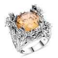 Starburst Cut Brazilian Citrine Ring in Sterling Silver (Size 8.0) 12.25 ctw - Sticky add to cart bar