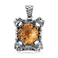 Bali Legacy Starburst Cut Brazilian Citrine 12.10 ctw Dragon Pendant in Sterling Silver