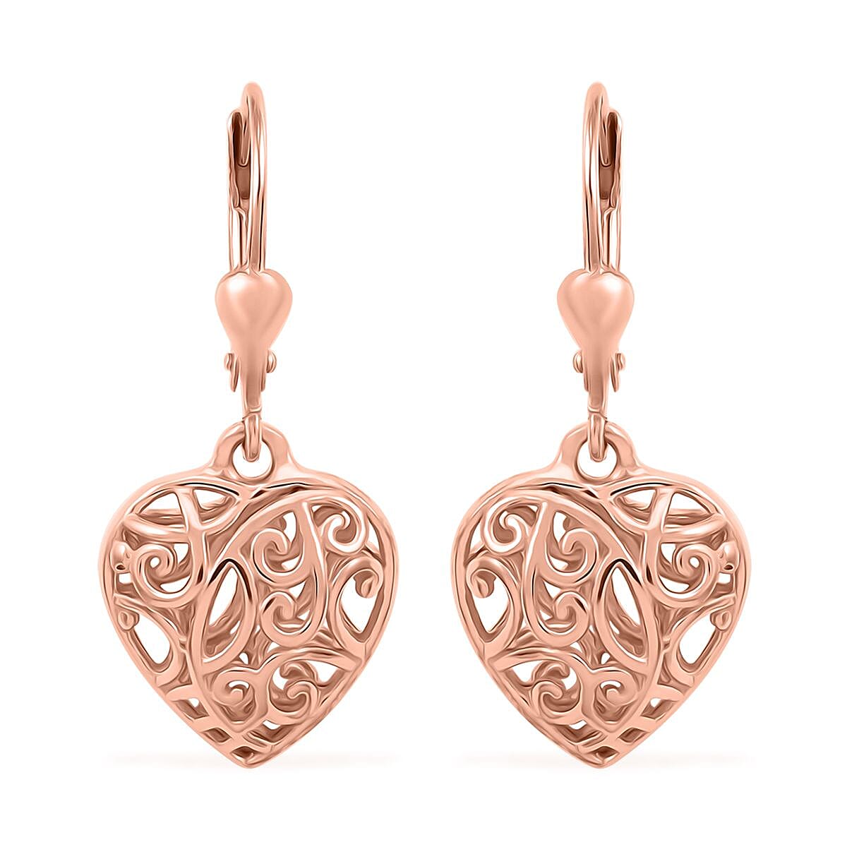 14K Rose Gold Over Sterling Silver Lever Back Earrings 3.70 Grams