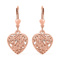 14K Rose Gold Over Sterling Silver Lever Back Earrings 3.70 Grams