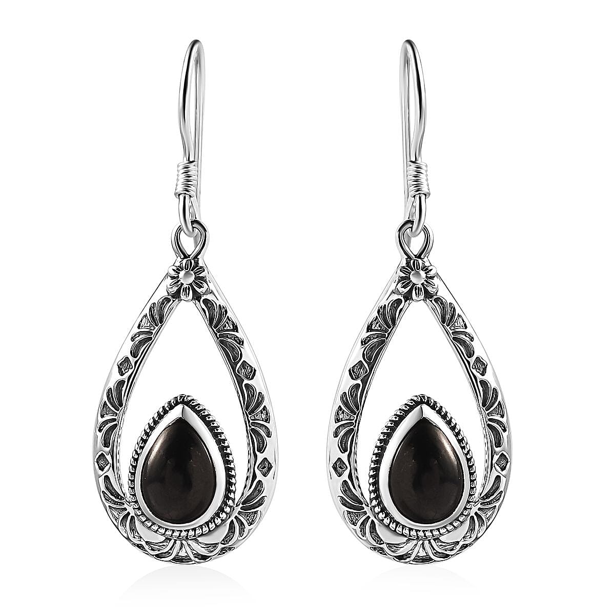 D'Joy Artisan Crafted Elite Shungite 2.25 ctw South West Style Earrings in Sterling Silver