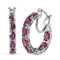 D'Joy Orissa Rhodolite Garnet Inside Out Hoop Earrings in Platinum Over Sterling Silver 9.00 ctw - Sticky add to cart bar