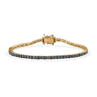 D'Joy Venice Blue Diamond I2-I3 Tennis Bracelet in Vermeil Yellow Gold Over Sterling Silver (7.25 In) 3.00 ctw