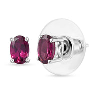 Orissa Rhodolite Garnet Solitaire Stud Earrings in Platinum Over Sterling Silver (Del. in 8-10 Days) 1.10 ctw