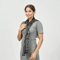 Printed 100% Silk oblong Scarf Color : Black Size :   20 x 65  Inch - Sticky add to cart bar