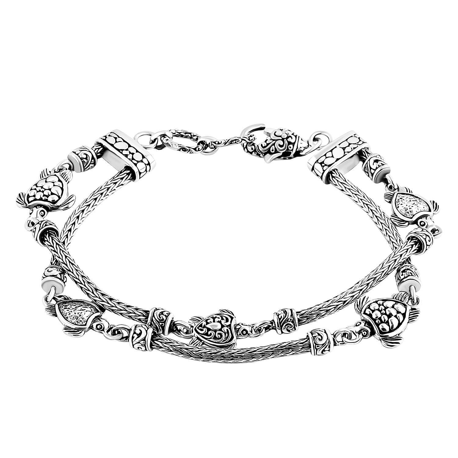 Bali Legacy Sterling Silver Turtle Bracelet (8.00 In) (22 g)