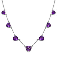 African Amethyst Station Necklace (18 Inches) in Platinum Over Sterling Silver 13.85 ctw