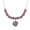 Orissa Rhodolite Garnet Floral Necklace 18-20 Inches in Platinum Over Sterling Silver 8.15 ctw - Sticky add to cart bar