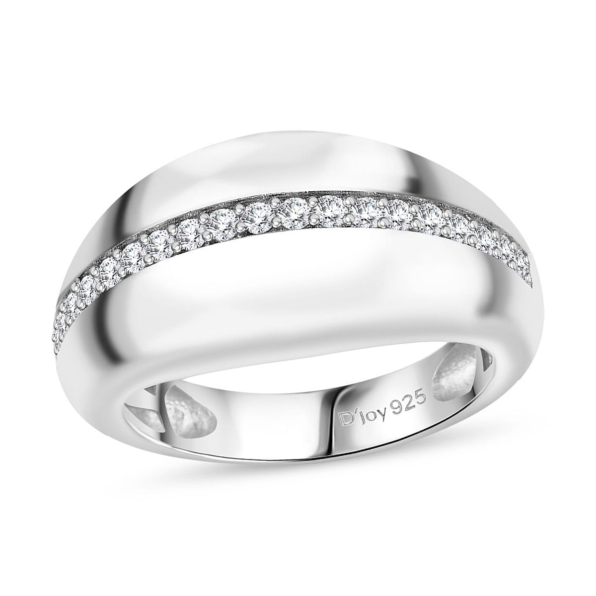 Moissanite Ring in Platinum Over Sterling Silver (Size 8.0) 0.40 ctw