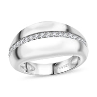 Moissanite Ring in Platinum Over Sterling Silver (Size 8.0) 0.40 ctw