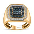 Venice Blue Diamond I2-I3 and White Diamond Men's Ring in Vermeil Yellow Gold Over Sterling Silver (Size 10.0) 1.00 ctw - Sticky add to cart bar