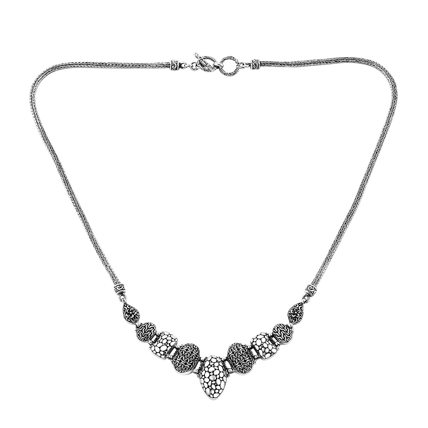 TLV Bali Legacy Sterling Silver Frangipani Flower Necklace (20-21.50 Inches) (27.40 g)