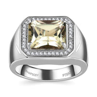 Rhapsody 950 Platinum AAAA Turkizite, Diamond (E-F, VS) (0.19 cts) Men's Ring (Size 10.0) (17.50 g) 6.15 ctw