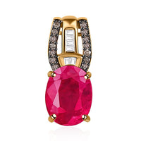 Luxoro 10K Yellow Gold Premium Montepuez Ruby, Natural Champagne and White Diamond Pendant without Chain 2.20 ctw