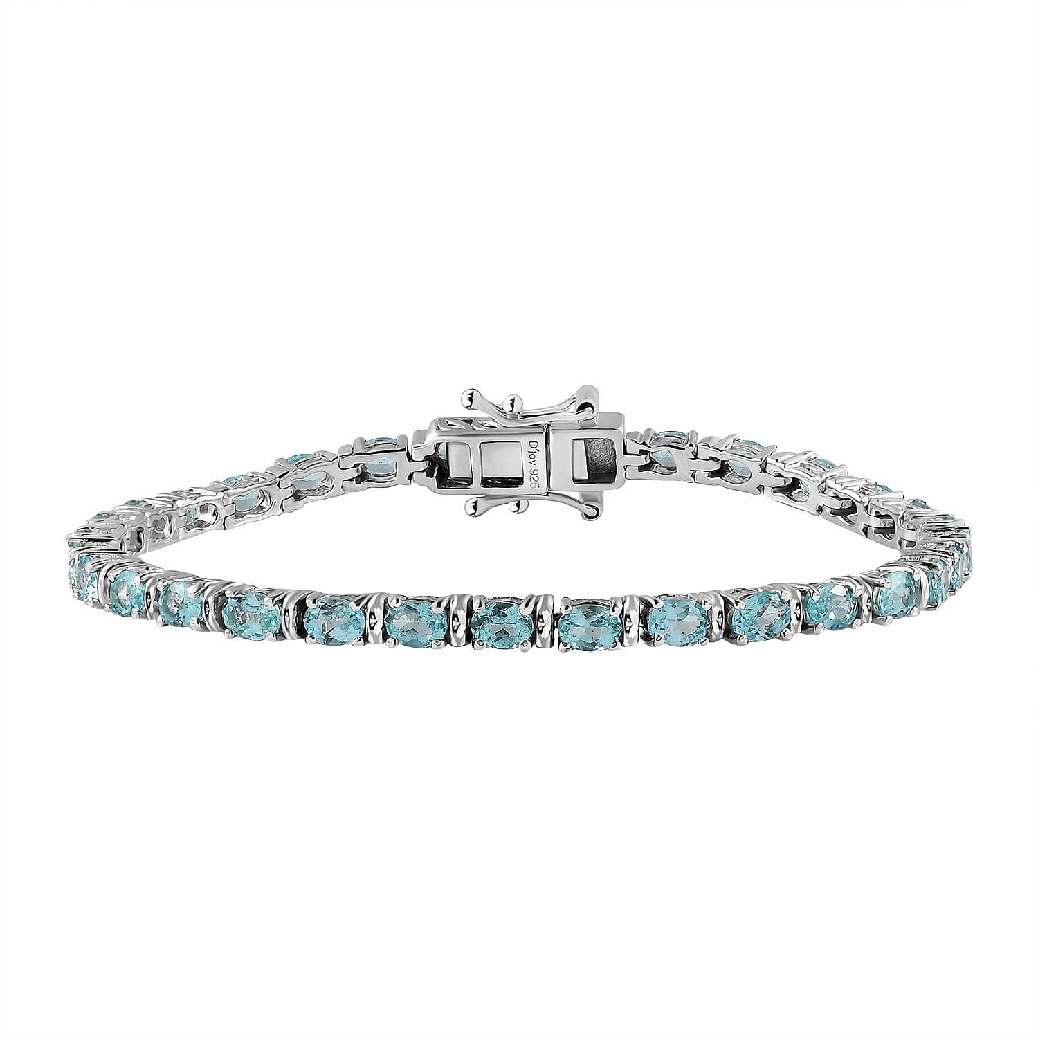 Madagascar Paraiba Apatite Tennis Bracelet in Platinum Over Sterling Silver (6.50 In) 5.75 ctw