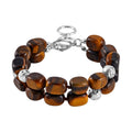 Yellow Tiger's Eye 165.00 ctw Bracelet in Silvertone (7.00 In) - Sticky add to cart bar