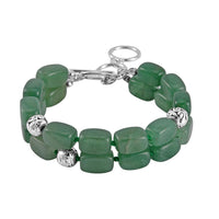 Green Aventurine 165.00 ctw Bracelet in Silvertone (7.00 In)