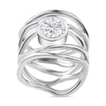 Moissanite (Rnd 7mm) Multi Shank Ring in Platinum Over Sterling Silver (Size 10.0) 1.20 ctw - Sticky add to cart bar
