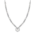 Fresh Water Pearl, Moissanite Necklace (18 Inches) in Platinum Over Sterling Silver 0.90 ctw - Sticky add to cart bar