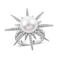 Freshwater Pearl and Moissanite 0.75 ctw Ring in Platinum Over Sterling Silver - Sticky add to cart bar