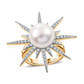 Freshwater Pearl and Moissanite 0.75 ctw Ring in Platinum Over Sterling Silver - Sticky add to cart bar