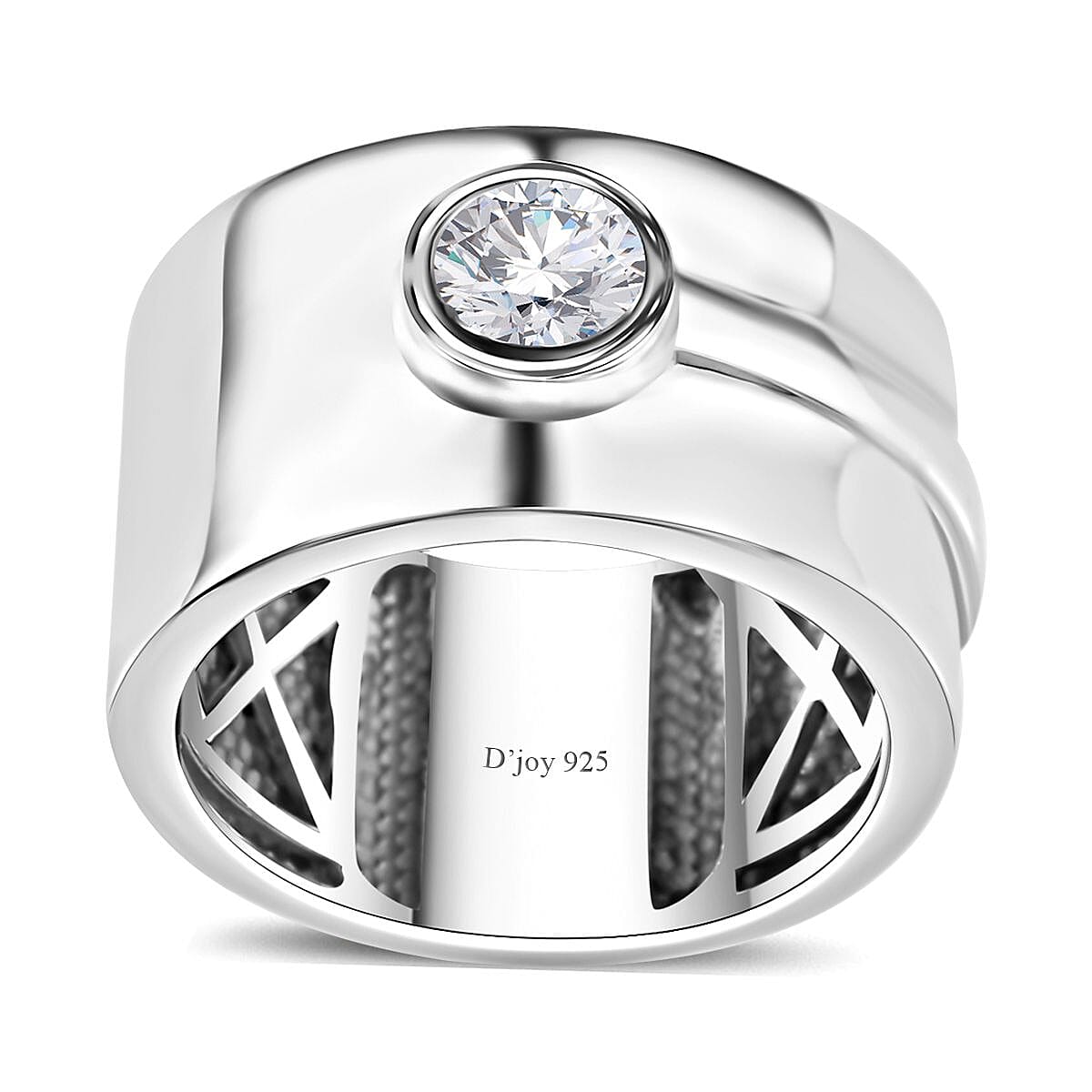 Moissanite (Rnd 5mm) Ring in Platinum Over Sterling Silver (Size 10.0) 0.40 ctw