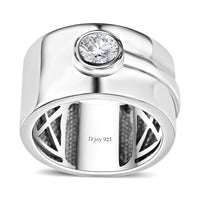 Moissanite (Rnd 5mm) Ring in Platinum Over Sterling Silver (Size 10.0) 0.40 ctw