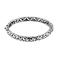 Bali Legacy Sterling Silver Frangipani Flower Bangle Bracelet (6.50 In) 27 Grams